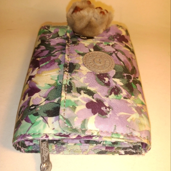 Kippling Wallet Floral Violet,purples w/Monkey - Picture 4 of 6